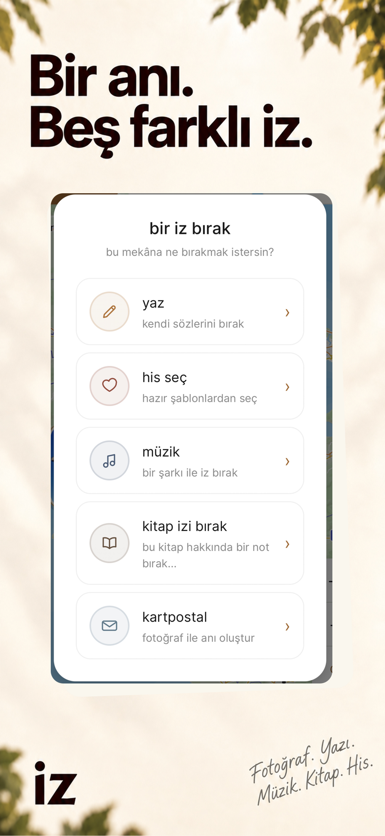 Bir anı, beş farklı iz